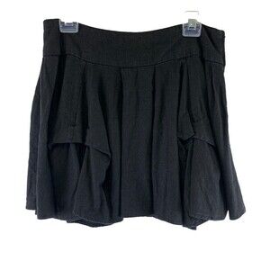 Vanity Black Ruffle Short Mini Skirt Linen Rayon Zip Lined Womens Juniors Size 7